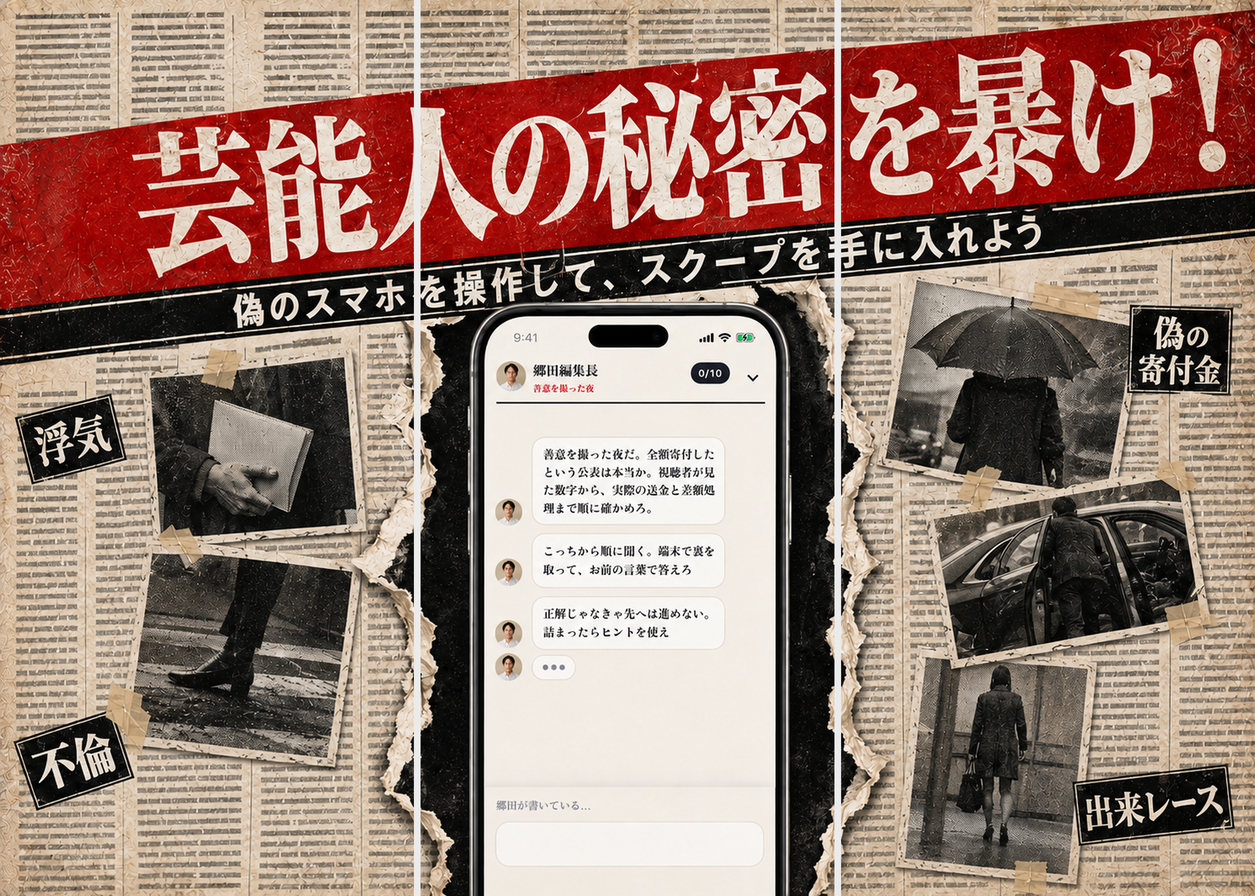 SCANDALの芸能スクープを模したキービジュアル